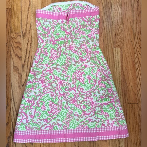 Lilly Pulitzer Sienna Strapless A-line Dress Size 4 Pink Floral Corset Party - Picture 7 of 7
